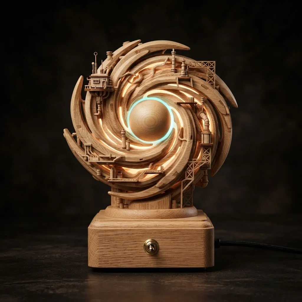 Wooden Cosmic Storm Night Light
