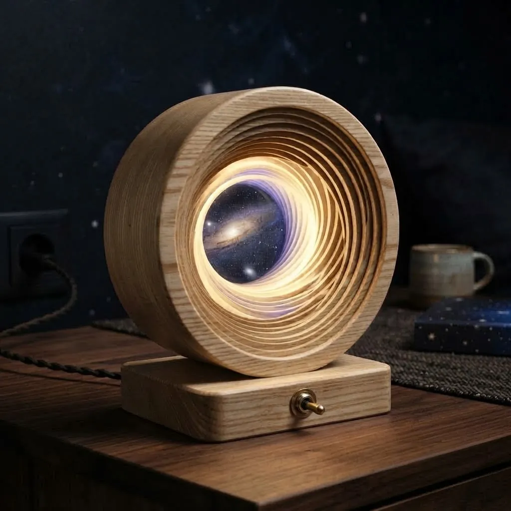 Wooden Space Wormhole Night Light